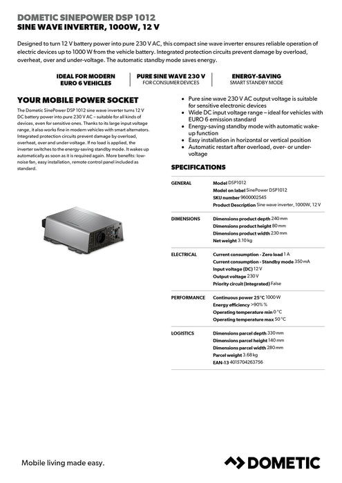 Dometic SinePower DSP 1012