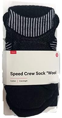 LULULEMON WOMENS SPEED CREW SOCK WOOL - BLK/ICEG (Black / Ice Grey)