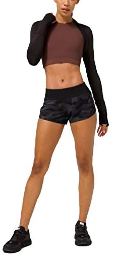 Lululemon Womens Run Speed Short Marbled Mix Black White Gym