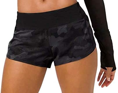 Lululemon Womens Run Speed Short Marbled Mix Black White Gym