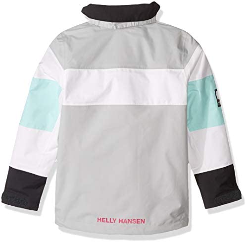 Helly-Hansen Kids & Baby Jr Salt Port Waterproof Sailing Rain Jacket with Hood, Grey Fog, 10