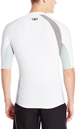 Body Glove Men's Performance Short Arm Rashguard, White/Silver, Large