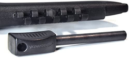 Morakniv Bushcraft Carbon Steel Survival Knife with Fire Starter and Sheath, 4.3-Inch, Black