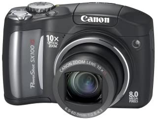Canon PowerShot SX100IS 8MP Digital Camera with 10x Optical Image Stabilized Zoom (Black)