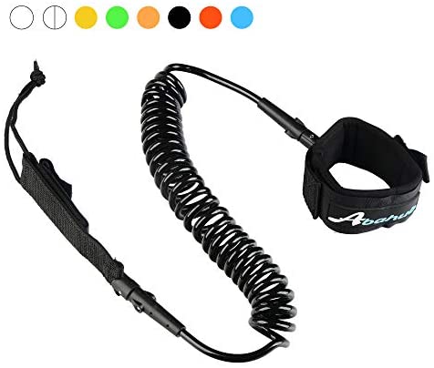 Abahub Premium Coiled SUP Leash, Stand-up Paddleboard Legrope, 10 feet 7 mm Thick