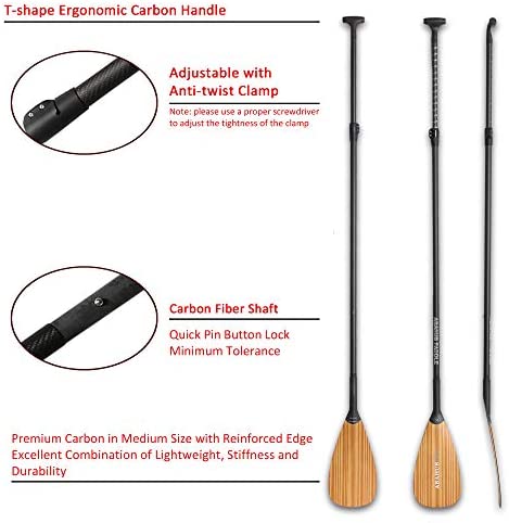 Abahub Carbon Fiber SUP Paddle 3-Piece Adjustable Stand Up Paddle Carbon Shaft & Black/Blue/Yellow