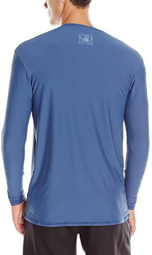 Body Glove Men's Deluxe Long Arm Loose Fit Rashguard, Cascade Blue, Medium