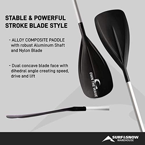 Own the Wave 2-Piece or 3-Piece Alloy Adjustable Standup SUP Paddle - Aluminum Shaft and Nylon Blade - Floating Paddleboard Paddle