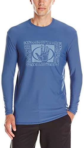 Body Glove Men's Deluxe Long Arm Loose Fit Rashguard, Small, Cascade Blue