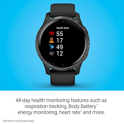 Garmin 010-02173-21 Venu, GPS Smartwatch with Bright Touchscreen Display, Features Music, Body Energy Monitoring, Animated Workouts, Pulse Ox Sensor and More