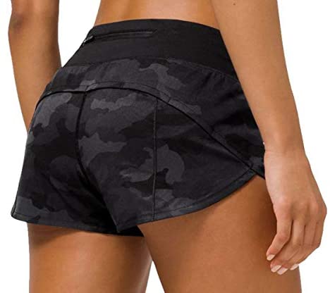 Lululemon Womens Run Speed Short Marbled Mix Black White Gym
