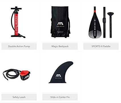Aqua Marina Magma Inflatable Stand Up Paddle Board 10'10" (6" Thick) | Includes Double Action Pump, Magic Backpack, Slide-in Center Fin, Sports III Paddle, Safety Leash