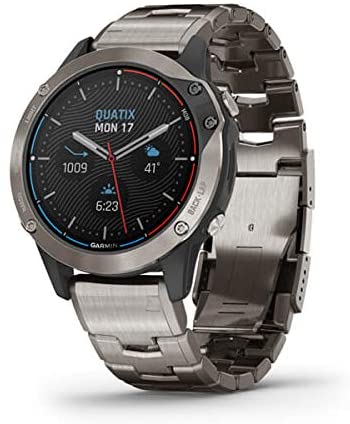 Garmin quatix 6 Multisport Marine Smartwatch, Titanium with Titanium Band (010-02158-94) and Charging Stand Bundle