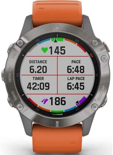 Garmin Fenix 6 Multisport GPS Smartwatch (47mm | Sapphire Edition| Titanium & Ember Orange Band) 010-02158-13 Bundle Kit