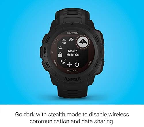 Garmin Instinct Tactical, Rugged GPS Watch, Tactical Specific Features, Shock and Water Resistance, Black + Signature Series 6.5’ Fitness Stretching Pull Up Resistance Band – Dark Grey