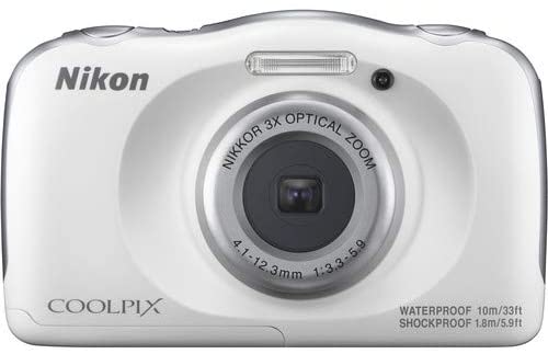Nikon COOLPIX W100 Waterproof Rugged Digital Camera White Kid- Friendly - Bundle with Yellow Backpack + 32GB Sandisk Memory Card + More