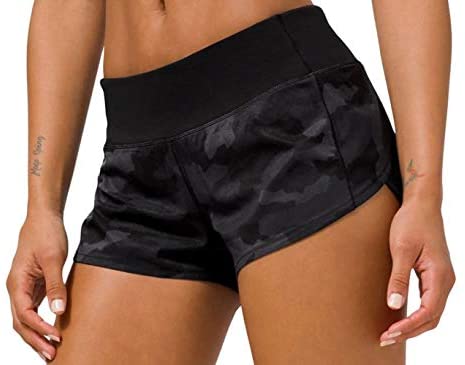 Lululemon Womens Run Speed Short Marbled Mix Black White Gym
