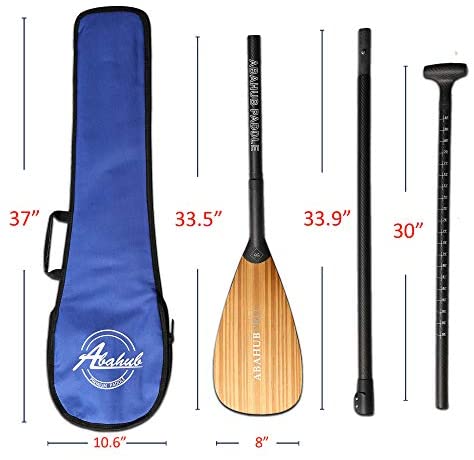 Abahub Carbon Fiber SUP Paddle 3-Piece Adjustable Stand Up Paddle Carbon Shaft & Black/Blue/Yellow