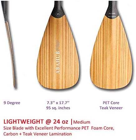 Abahub Carbon Fiber SUP Paddle 3-Piece Adjustable Stand Up Paddle Carbon Shaft & Black/Blue/Yellow