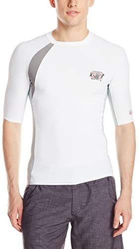 Body Glove Men's Performance Short Arm Rashguard, White/Silver, Medium