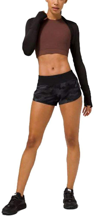 Lululemon Womens Run Speed Short Marbled Mix Black White Gym