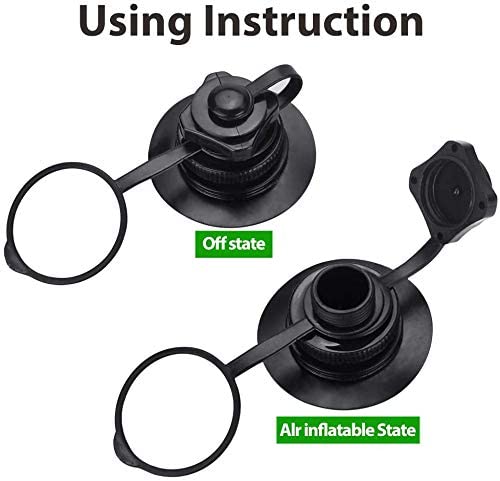 BUZIFU 2pcs Air Valve Inflatable Boat Spiral Air Plugs One-way Inflation Replacement Screw Boston Valve for Rubber Dinghy Raft Kayak Pool Boat Airbeds,Black