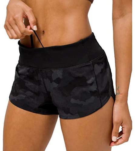 Lululemon Womens Run Speed Short Marbled Mix Black White Gym
