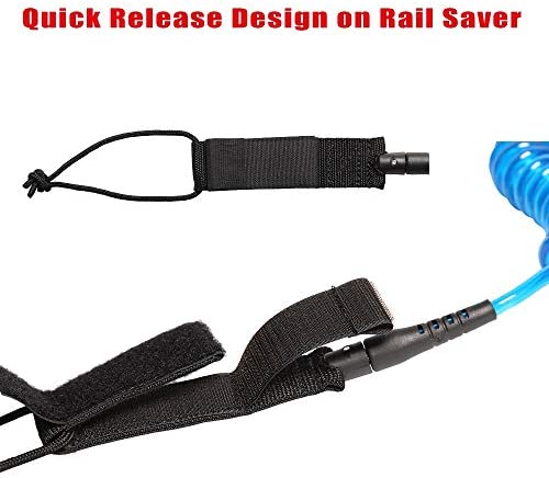 OCEANBROAD 10' Coiled Leash for Paddle Board Surfboard SUP Leash Leg Rope with Adjustable Thigh Ankle Cuff