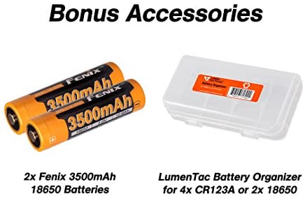 Fenix TK35 Ultimate Edition 2018 3200 Lumens Rechargeable LED Flashlight w/2x Fenix 3500mAh Rechargeable Batteries and Lumen Tactical Battery Organizer