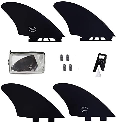 Ho Stevie! Surfboard Twin Keel Fins (2 Fins) - FCS or Futures Sizes, with Fin Bag, Screws, Wax Comb and Fin Key - Fins for Fish Surf Boards