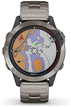 Garmin quatix 6 Multisport Marine Smartwatch, Titanium with Titanium Band (010-02158-94) and Charging Stand Bundle