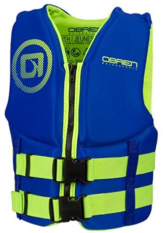 O'Brien Youth Traditinal Neoprene Life Jacket, 50-90lbs, Blue/Green