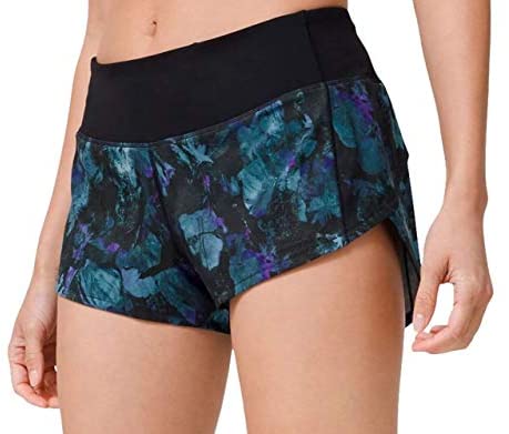 Lululemon Womens Run Speed Short H2O Swim Paint Storm Harbor Blue Black