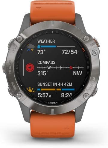 Garmin Fenix 6 Multisport GPS Smartwatch (47mm | Sapphire Edition| Titanium & Ember Orange Band) 010-02158-13 Bundle Kit