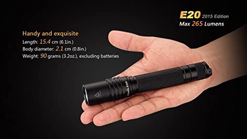 Fenix E20 2015 265 Lumen XP-E2 LED Tactical Flashlight with Two EdisonBright AA Alkaline Batteries