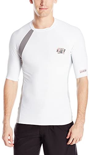 Body Glove Men's Performance Short Arm Rashguard, White/Silver, Large