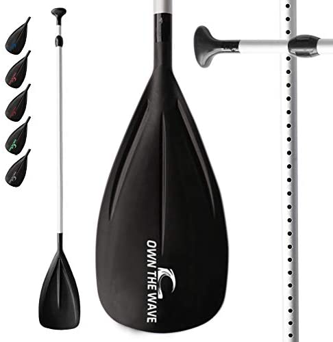 Own the Wave 2-Piece or 3-Piece Alloy Adjustable Standup SUP Paddle - Aluminum Shaft and Nylon Blade - Floating Paddleboard Paddle