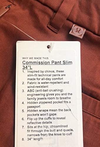 Lululemon Commission Pant Classic 34L - DKTE (Dark Terracota)