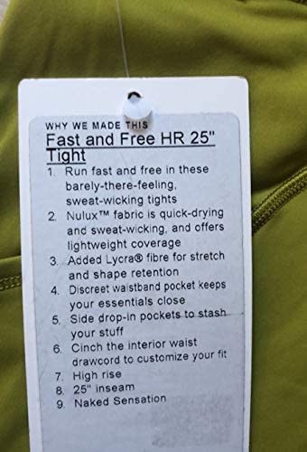 Lululemon Fast N Free HR 25" Tight - GLDL (Golden Lime)