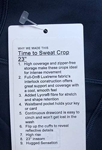 Lululemon TIME to Sweat Crop 23" - TRNV (True Navy)