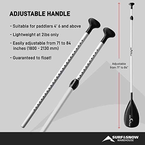 Own the Wave 2-Piece or 3-Piece Alloy Adjustable Standup SUP Paddle - Aluminum Shaft and Nylon Blade - Floating Paddleboard Paddle