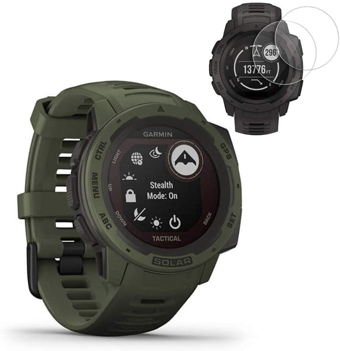 Garmin Instinct Solar Smartwatch Tactical Edition(010-02293-14) w/ 2X Screen Protectors