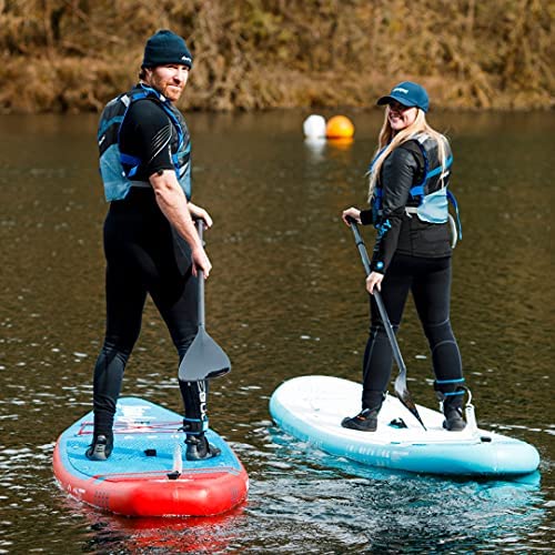 Aquaplanet 10ft 6" x 15cm PACE Stand Up Paddleboard - Incl: SUP, Hand Air Pump w/Pressure Gauge, Adjustable Aluminum Floating Paddle, Repair Kit, Rucksack, Coiled Leash & 4 Kayak Seat Ring Fittings