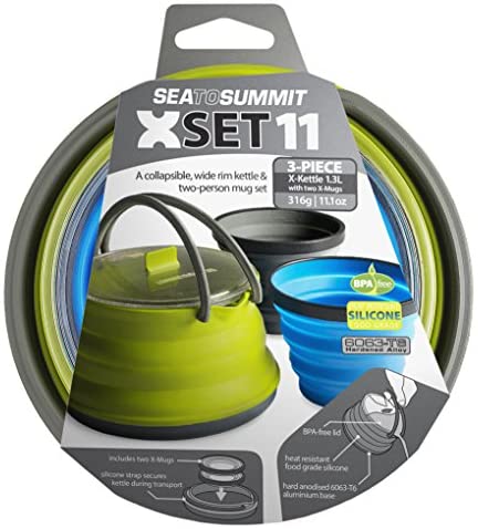Sea to Summit X-Set 11 (3 Piece) X-Kettle & 2 X-Mugs, 1.3 L, Lime Green