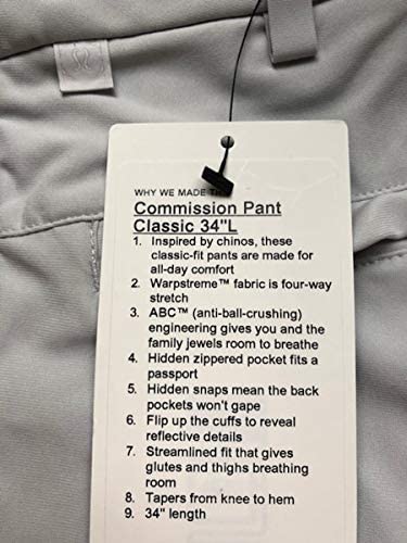 Lululemon Commission Pant Classic 34" L - VPOR (Vapor)