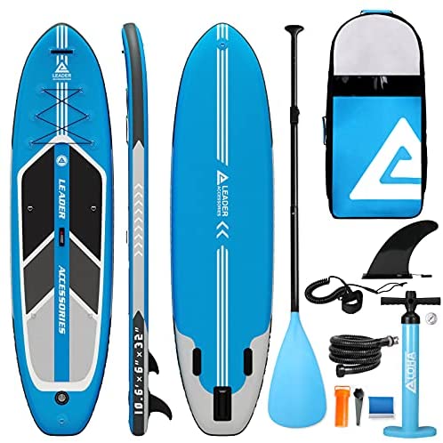 Leader Accessories 10'6" Inflatable Stand Up Paddleboard with Fins (6" Thick) Includes Adjustable Paddle,Kayak Leash,ISUP Backpack, Non-Slip Deck