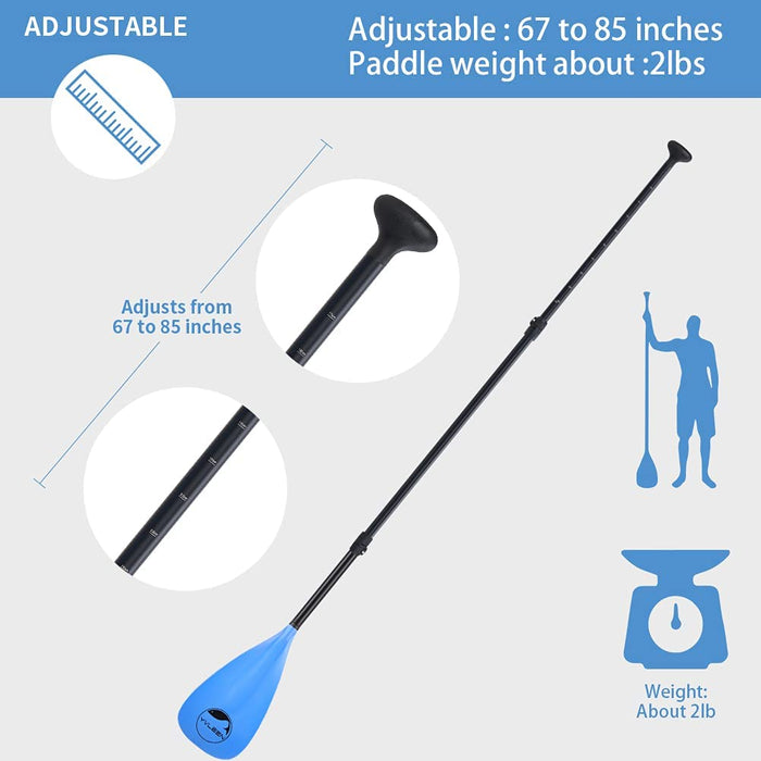 YVLEEN Alloy SUP Paddle - Adjustable Stand Up Paddle Board Paddle - 3-Piece or 4-Piece Floating Kayak Paddle