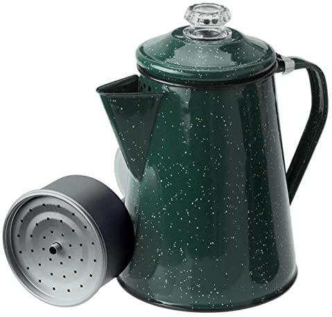 GSI Outdoors 8 Cup Enamelware Percolator Coffee Pot for Brewing Coffee Over Stove and Fire | Ideal for Campsite, Cabin, RV, Kitchen, Groups