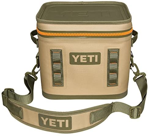 YETI Hopper Flip 12 Can Portable Cooler, Field Tan / Blaze Orange
