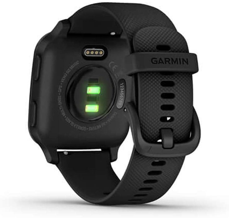 Garmin 010-02426-01 Venu SQ Music Edition - Light Sand with Rose Gold Bezel Bundle with Deco Essentials 2600mAh Portable Power Bank (Black Twist) and Deco Gear Magnetic Wireless Sport Earbuds